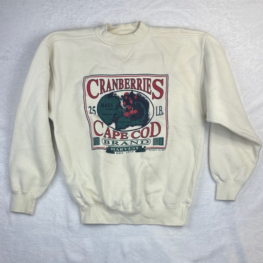 Premier Cream Crewneck Sweater with Cranberry Graphic - Vintage 1994